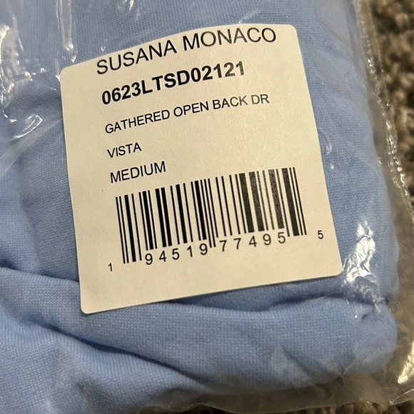 Susana Monaco NWT Gathered Open Back Dress in Vista (Blue) (A10) - Picture 5 of 6